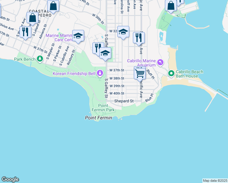 map of restaurants, bars, coffee shops, grocery stores, and more near 676 West 40th Street in Los Angeles
