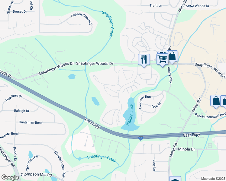 map of restaurants, bars, coffee shops, grocery stores, and more near 68 Maypop Lane in Decatur