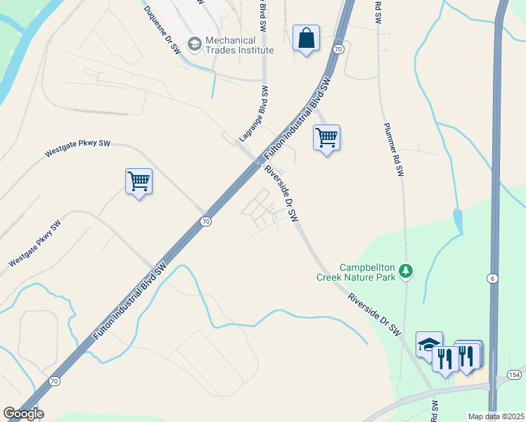 map of restaurants, bars, coffee shops, grocery stores, and more near Waycrest Drive in Atlanta