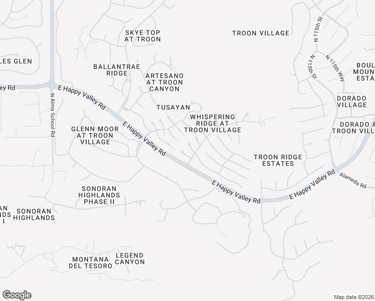 map of restaurants, bars, coffee shops, grocery stores, and more near 24350 North Whispering Ridge Way in Scottsdale