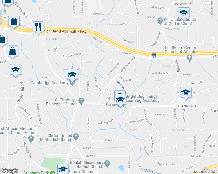 map of restaurants, bars, coffee shops, grocery stores, and more near 2702 Norma Circle in Decatur