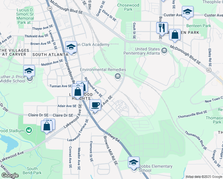 map of restaurants, bars, coffee shops, grocery stores, and more near 412 Sawtell Avenue Southeast in Atlanta