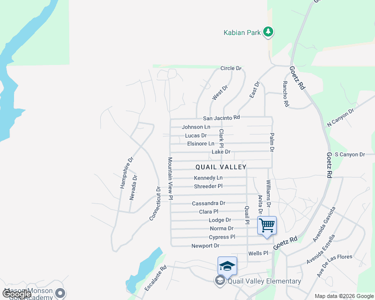 map of restaurants, bars, coffee shops, grocery stores, and more near 23580 Lake Drive in Canyon Lake