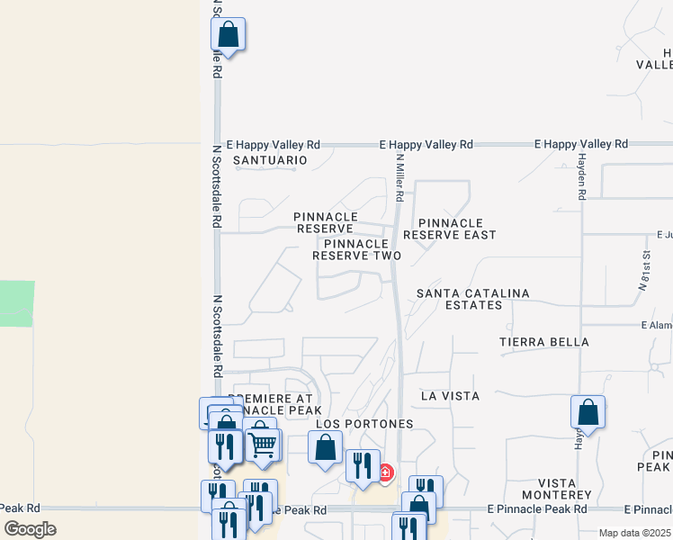 map of restaurants, bars, coffee shops, grocery stores, and more near 7449 East Glenn Moore Road in Scottsdale