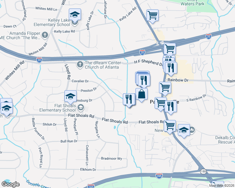 map of restaurants, bars, coffee shops, grocery stores, and more near in Panthersville