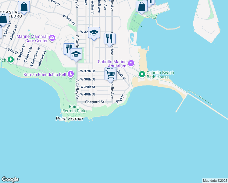 map of restaurants, bars, coffee shops, grocery stores, and more near 428 West 40th Street in Los Angeles