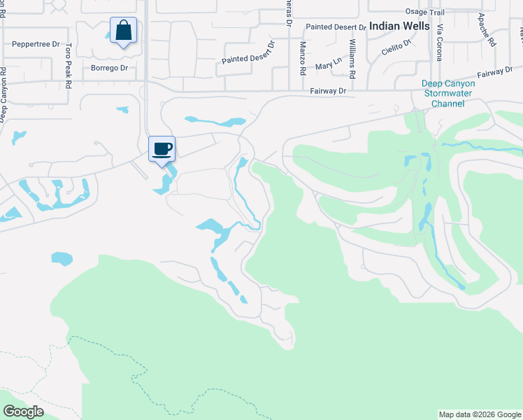 map of restaurants, bars, coffee shops, grocery stores, and more near 47211 Vintage Drive East in Indian Wells
