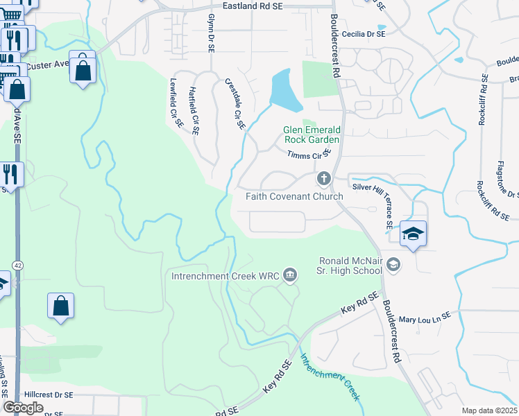 map of restaurants, bars, coffee shops, grocery stores, and more near 1252 Gates Circle Southeast in Atlanta