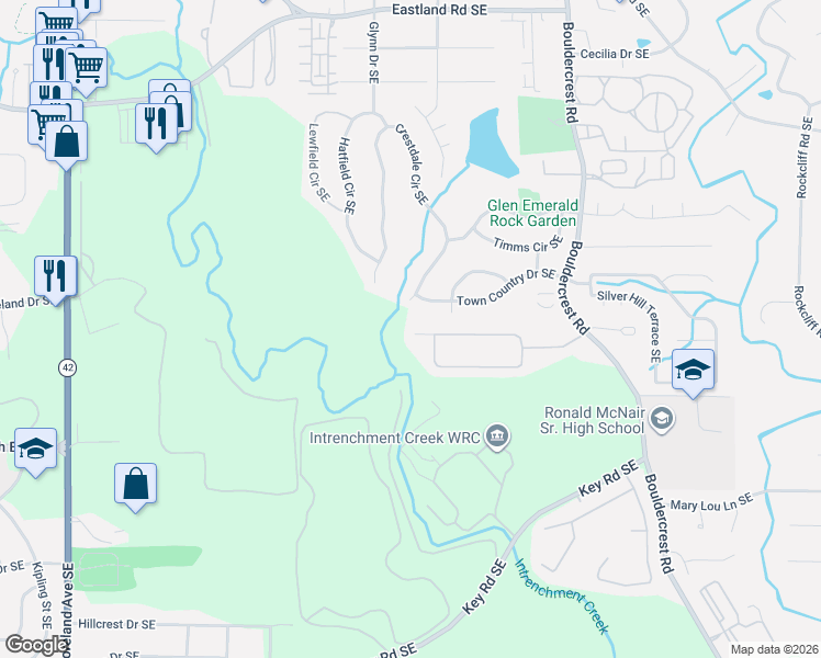 map of restaurants, bars, coffee shops, grocery stores, and more near 1209 Gates Circle Southeast in Atlanta