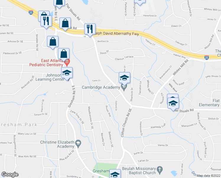 map of restaurants, bars, coffee shops, grocery stores, and more near 2725 Oxford Drive in Decatur