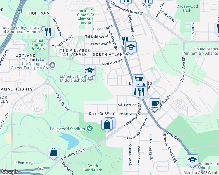 map of restaurants, bars, coffee shops, grocery stores, and more near 110 Turman Avenue Southeast in Atlanta