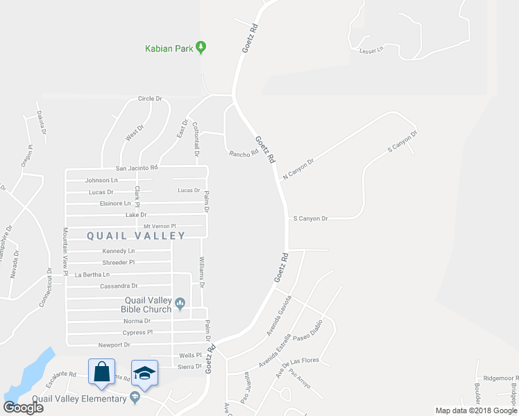 map of restaurants, bars, coffee shops, grocery stores, and more near 28589 Goetz Road in Canyon Lake