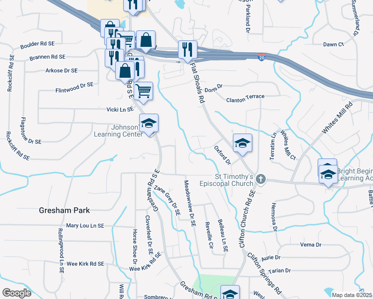 map of restaurants, bars, coffee shops, grocery stores, and more near 2761 Rockdale Drive in Decatur