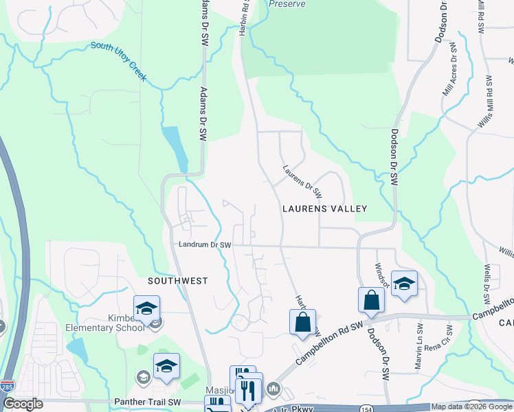 map of restaurants, bars, coffee shops, grocery stores, and more near 1756 Devon Drive in Atlanta