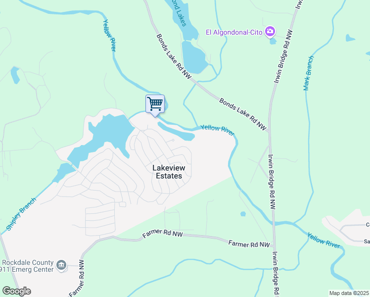 map of restaurants, bars, coffee shops, grocery stores, and more near 2310 Star Drive Northwest in Conyers