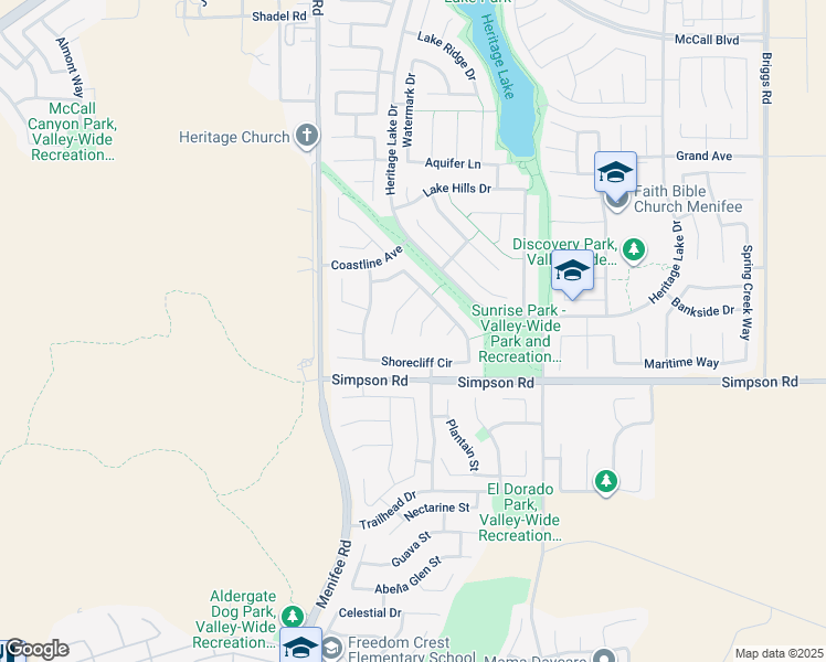 map of restaurants, bars, coffee shops, grocery stores, and more near 28481 Scenic Bay Cove in Menifee