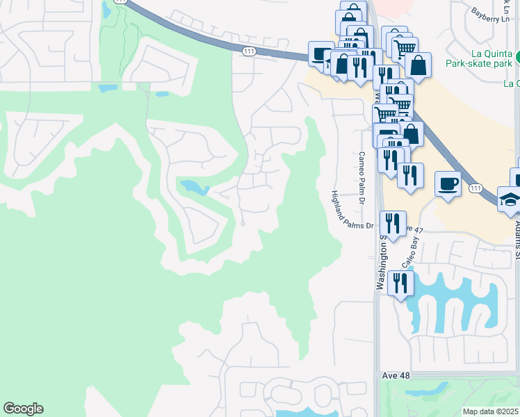 map of restaurants, bars, coffee shops, grocery stores, and more near 78180 Cortez Lane in Indian Wells