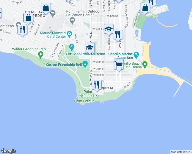 map of restaurants, bars, coffee shops, grocery stores, and more near 721 West 39th Street in Los Angeles