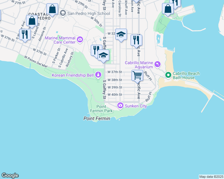 map of restaurants, bars, coffee shops, grocery stores, and more near 711 West 39th Street in Los Angeles