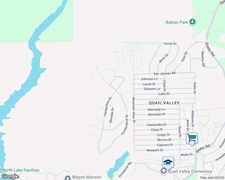 map of restaurants, bars, coffee shops, grocery stores, and more near 28395 Hampshire Drive in Canyon Lake