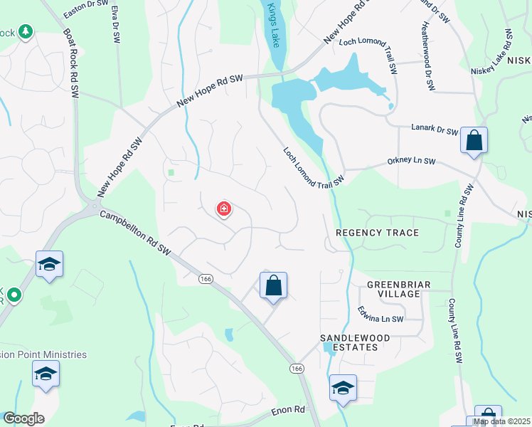 map of restaurants, bars, coffee shops, grocery stores, and more near 4870 Montcalm Drive Southwest in Atlanta