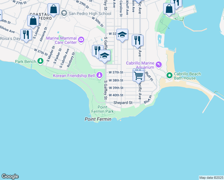 map of restaurants, bars, coffee shops, grocery stores, and more near 721 West 39th Street in Los Angeles