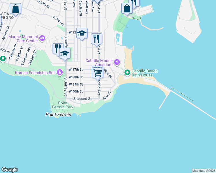 map of restaurants, bars, coffee shops, grocery stores, and more near 428 West 40th Street in Los Angeles