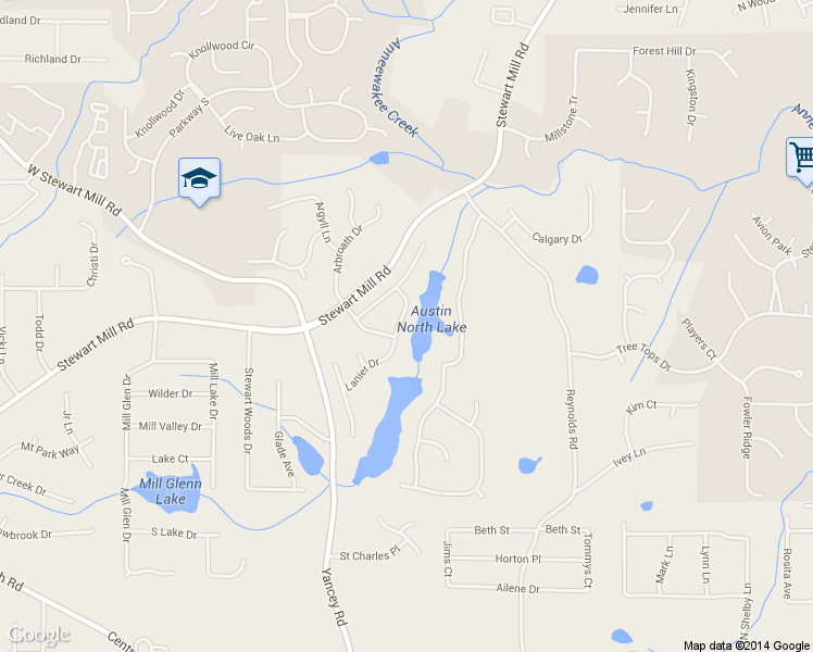 map of restaurants, bars, coffee shops, grocery stores, and more near 3562 Lanier Drive in Douglasville