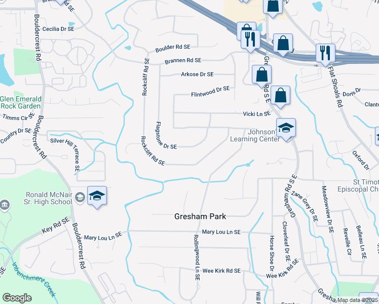 map of restaurants, bars, coffee shops, grocery stores, and more near 2751 Flagstone Drive Southeast in Atlanta