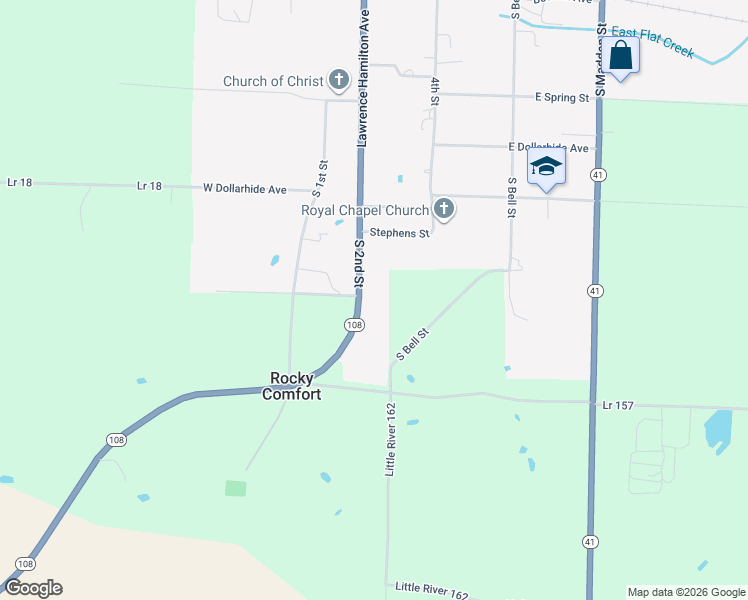 map of restaurants, bars, coffee shops, grocery stores, and more near 216 Arkansas 108 in Foreman