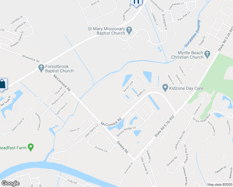 map of restaurants, bars, coffee shops, grocery stores, and more near 365 Barton Loop in Myrtle Beach