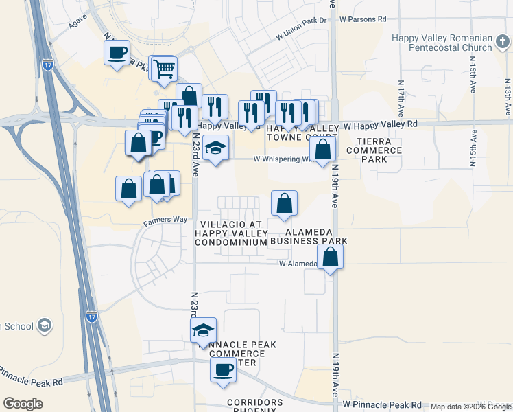 map of restaurants, bars, coffee shops, grocery stores, and more near in Phoenix