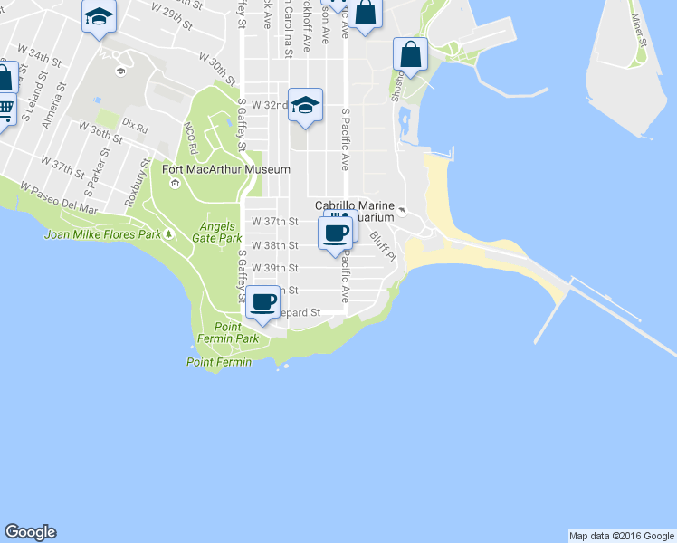 map of restaurants, bars, coffee shops, grocery stores, and more near 502 West 40th Street in Los Angeles