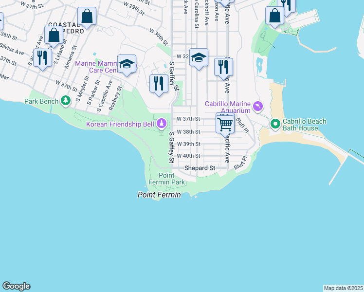 map of restaurants, bars, coffee shops, grocery stores, and more near 700 West 40th Street in Los Angeles