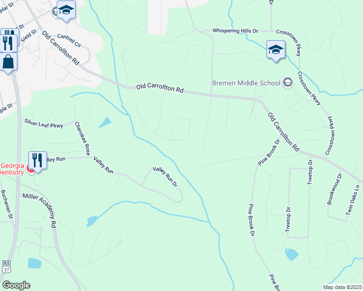 map of restaurants, bars, coffee shops, grocery stores, and more near 720 Tucker Trail in Bremen