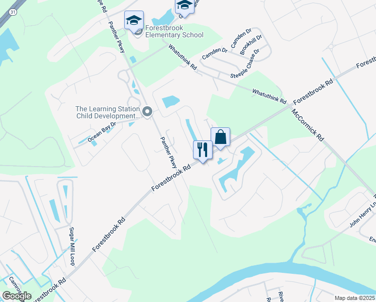 map of restaurants, bars, coffee shops, grocery stores, and more near 289 Marsh Tacky Loop in Myrtle Beach