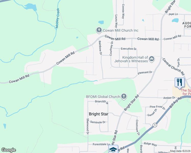 map of restaurants, bars, coffee shops, grocery stores, and more near 6646 Birchwood Court in Douglas County