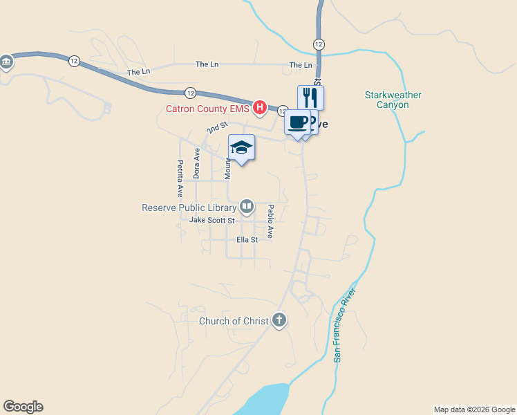 map of restaurants, bars, coffee shops, grocery stores, and more near in Reserve