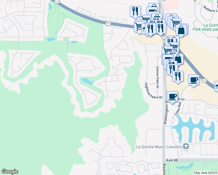 map of restaurants, bars, coffee shops, grocery stores, and more near 46750 Mountain Cove Drive in Indian Wells
