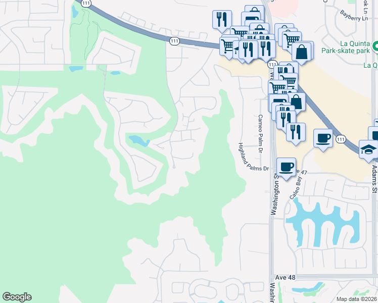 map of restaurants, bars, coffee shops, grocery stores, and more near in Indian Wells