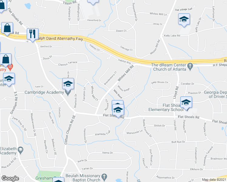 map of restaurants, bars, coffee shops, grocery stores, and more near 2351 Mills Bend in Decatur