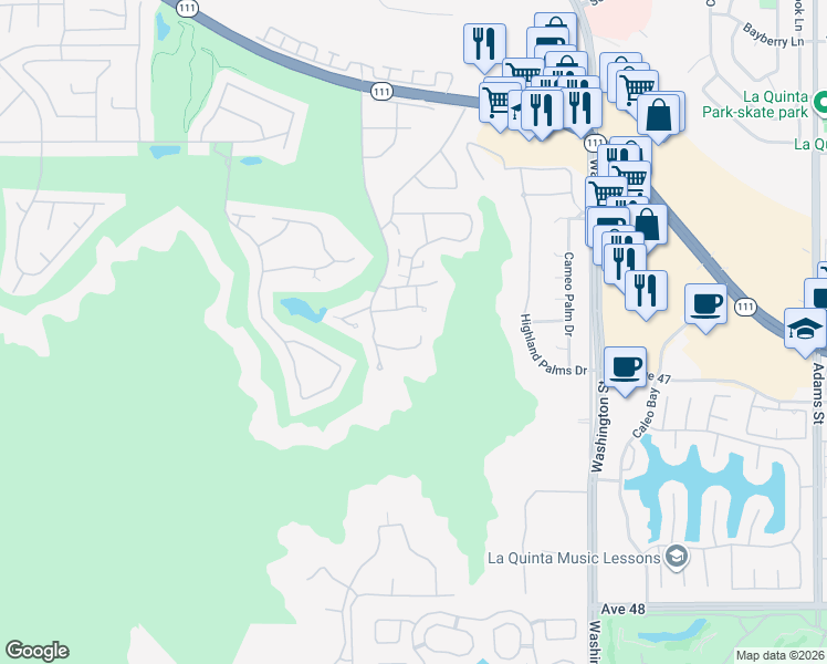 map of restaurants, bars, coffee shops, grocery stores, and more near in Indian Wells
