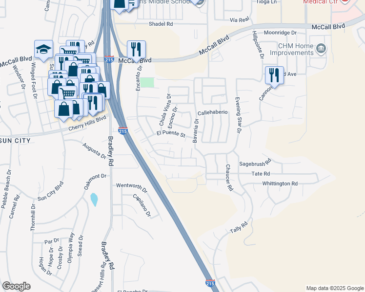 map of restaurants, bars, coffee shops, grocery stores, and more near 28381 Corte Magdalena in Menifee
