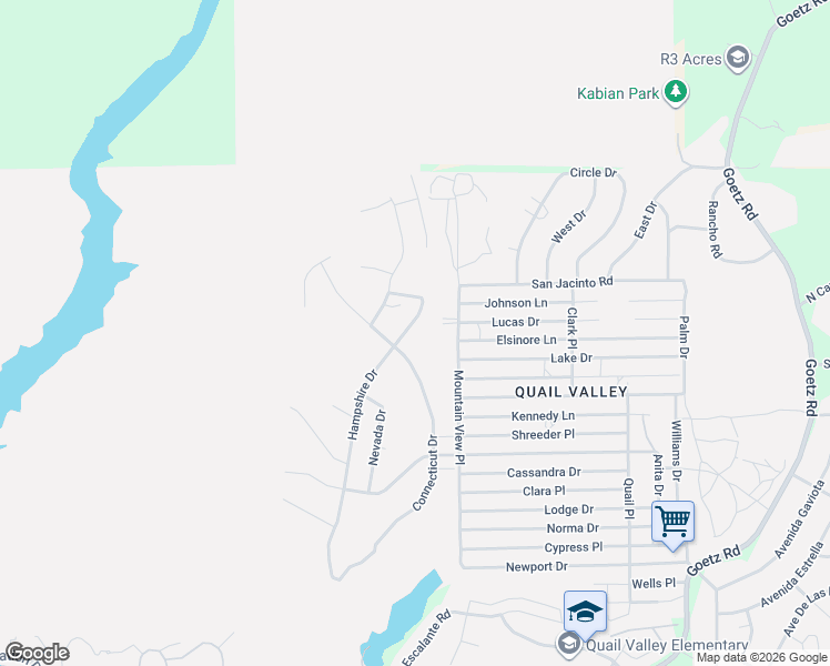 map of restaurants, bars, coffee shops, grocery stores, and more near 28286 Hampshire Drive in Menifee