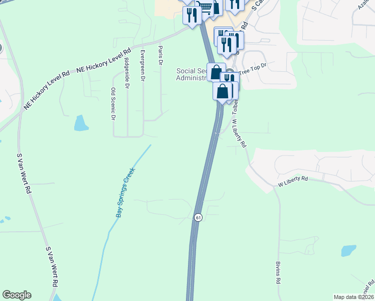 map of restaurants, bars, coffee shops, grocery stores, and more near 765 Carrollton Villa Rica Highway in Villa Rica