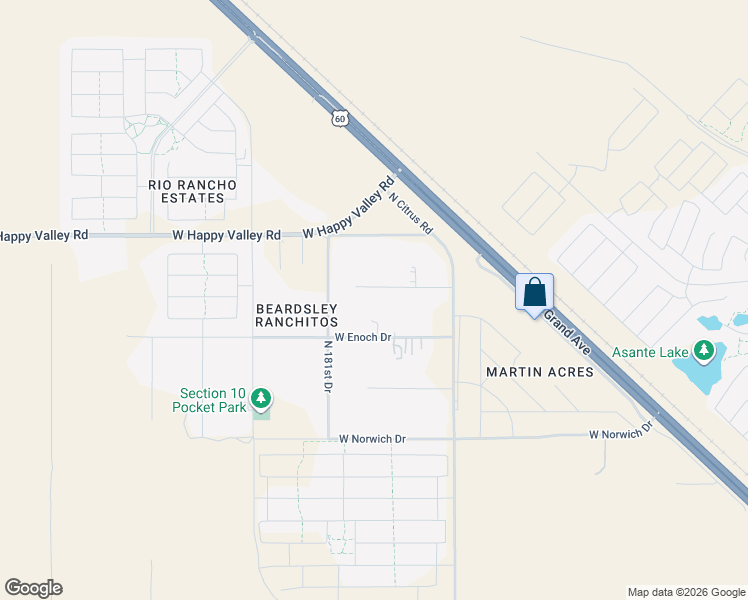 map of restaurants, bars, coffee shops, grocery stores, and more near 18033 W Faye Way in Surprise