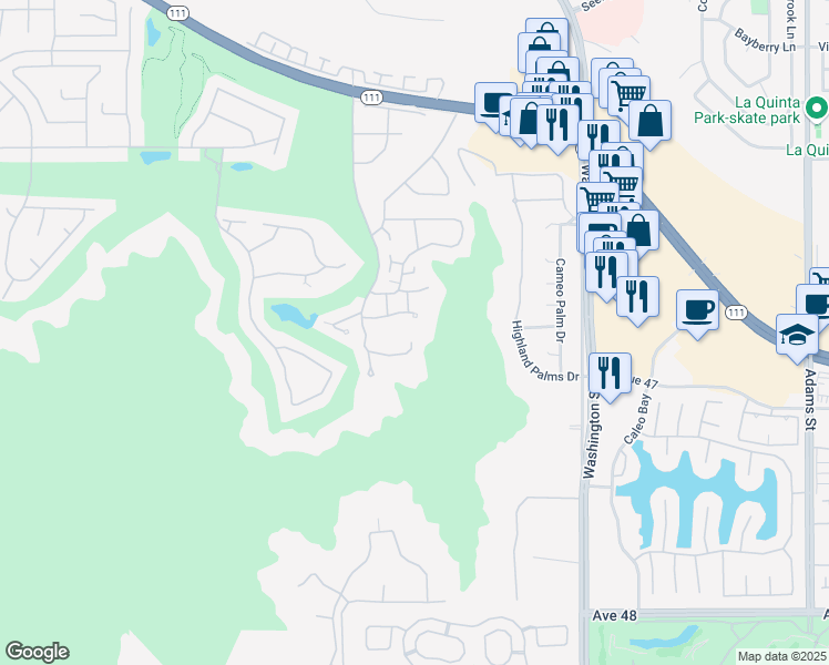 map of restaurants, bars, coffee shops, grocery stores, and more near 78250 Cortez Lane in Indian Wells