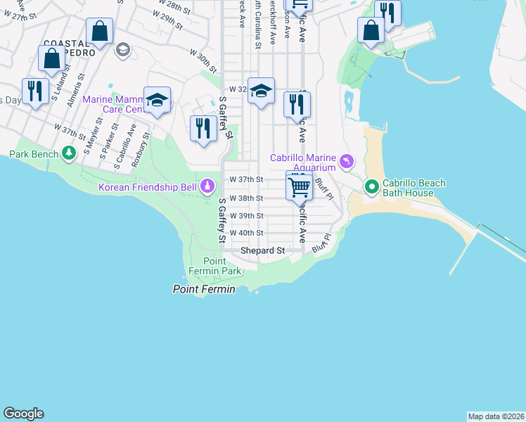 map of restaurants, bars, coffee shops, grocery stores, and more near 3828 South Carolina Street in Los Angeles
