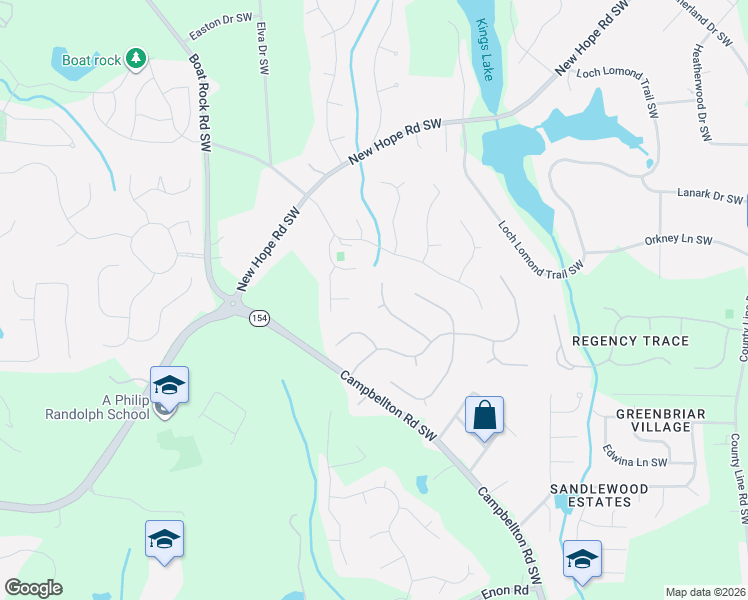 map of restaurants, bars, coffee shops, grocery stores, and more near 400 Birchmere Close Southwest in Atlanta