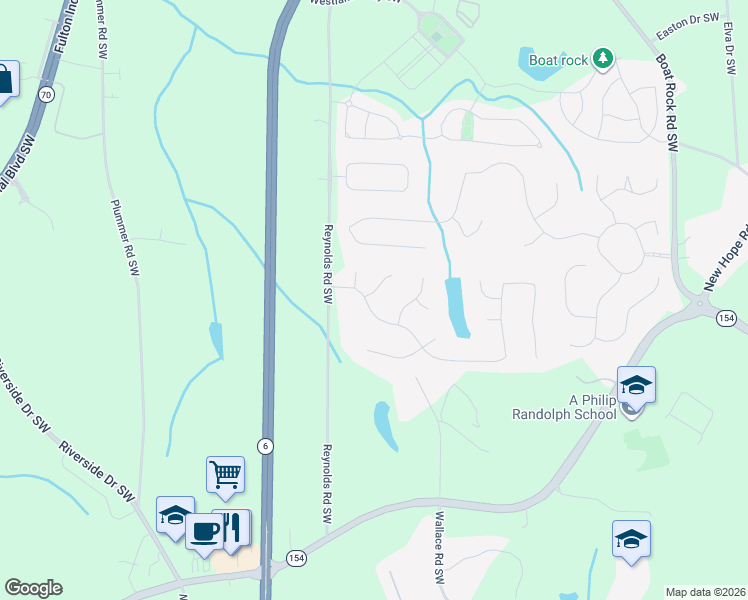 map of restaurants, bars, coffee shops, grocery stores, and more near 425 Caxton Court Southwest in Atlanta